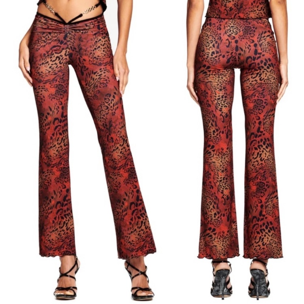 I.AM.GIA Aphea‎ Pant XS Red Leopard Animal Print Flare